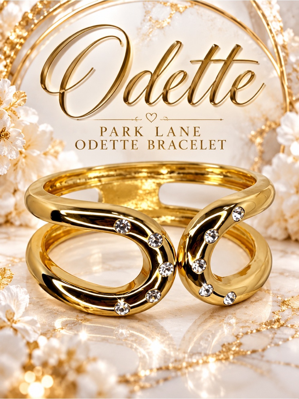 Park Lane Women’s Odette Bracelet Gold Tone Crystal Statement Cuff Vault Jewelry